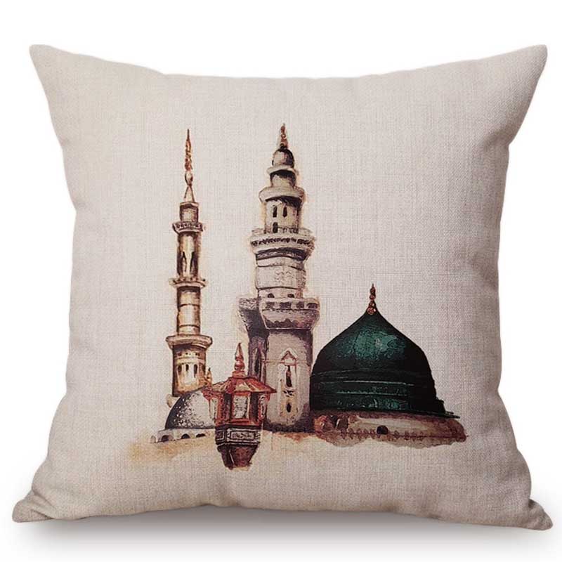 Cheap 18" Hand Drawing Muslim Islamic Mosque Art Building Architecture Home Decor Throw Pillow