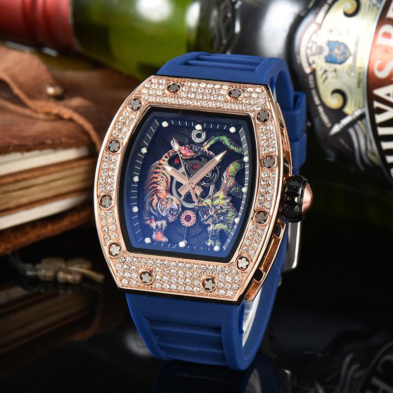 Electroplated Color Literal Quartz Watch, Versatile Trend Men's and Women's Watches, Wine Barrel-shaped Full Diamond