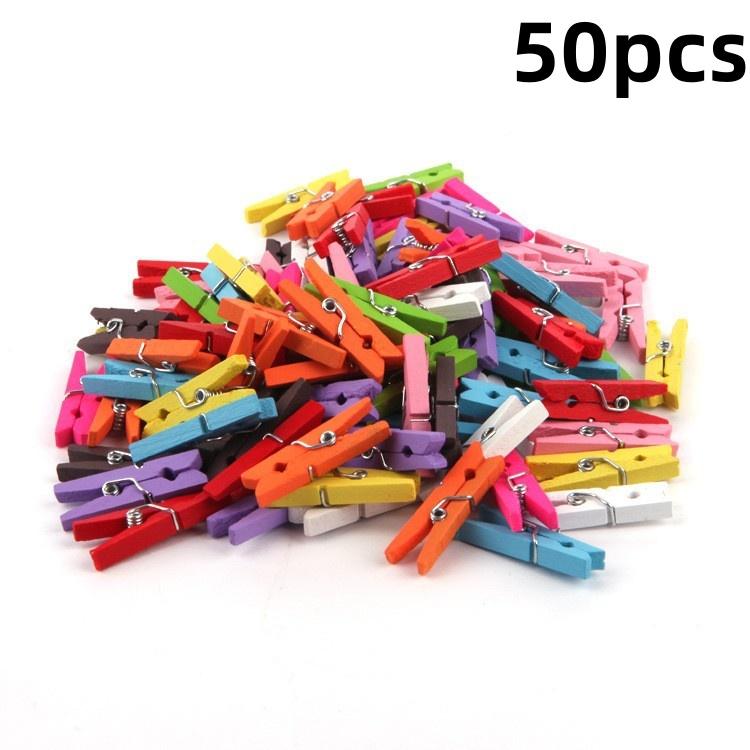 

Мини-прищепки для фото 50 шт. 25 мм красочные прищепки из натурального дерева ремесленные украшения деревянные зажимы 50-pcs