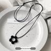 High-End Rose Flower Titanium Steel Necklace - Long Sweater Chain for Spring and Autumn