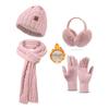 Hat Scarf Gloves Socks Four Piece Set Plus Velvet Thickened Adult Winter Warm Knitted Hat Set
