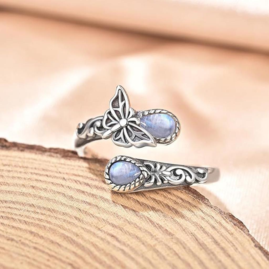 Bohemian Ring with Moon Light Stone Decor Simple Eye-catching To Wear Ring for Outgoing Dress Matching