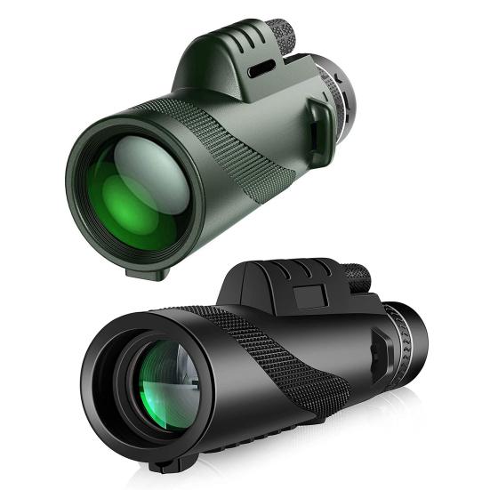 80x100 Monocular Telescope with Tripod Waterproof Portable Outdoor Travel Hiking Hunting Bird Watching Concert Handheld Telescope with Smartphone