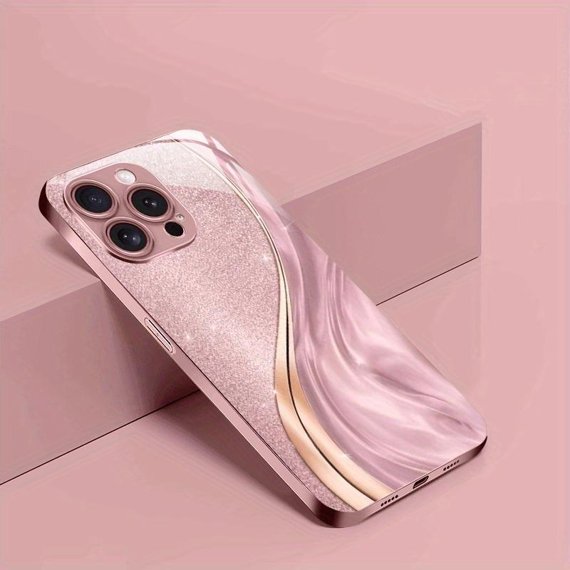 Pulver Kristall Treibsand Kurvenmuster Metallische Farbe Glas Handyhülle Für iPhone 17 16 15 14 13 12 Pro Max Plus 16E 17Air Hülle
