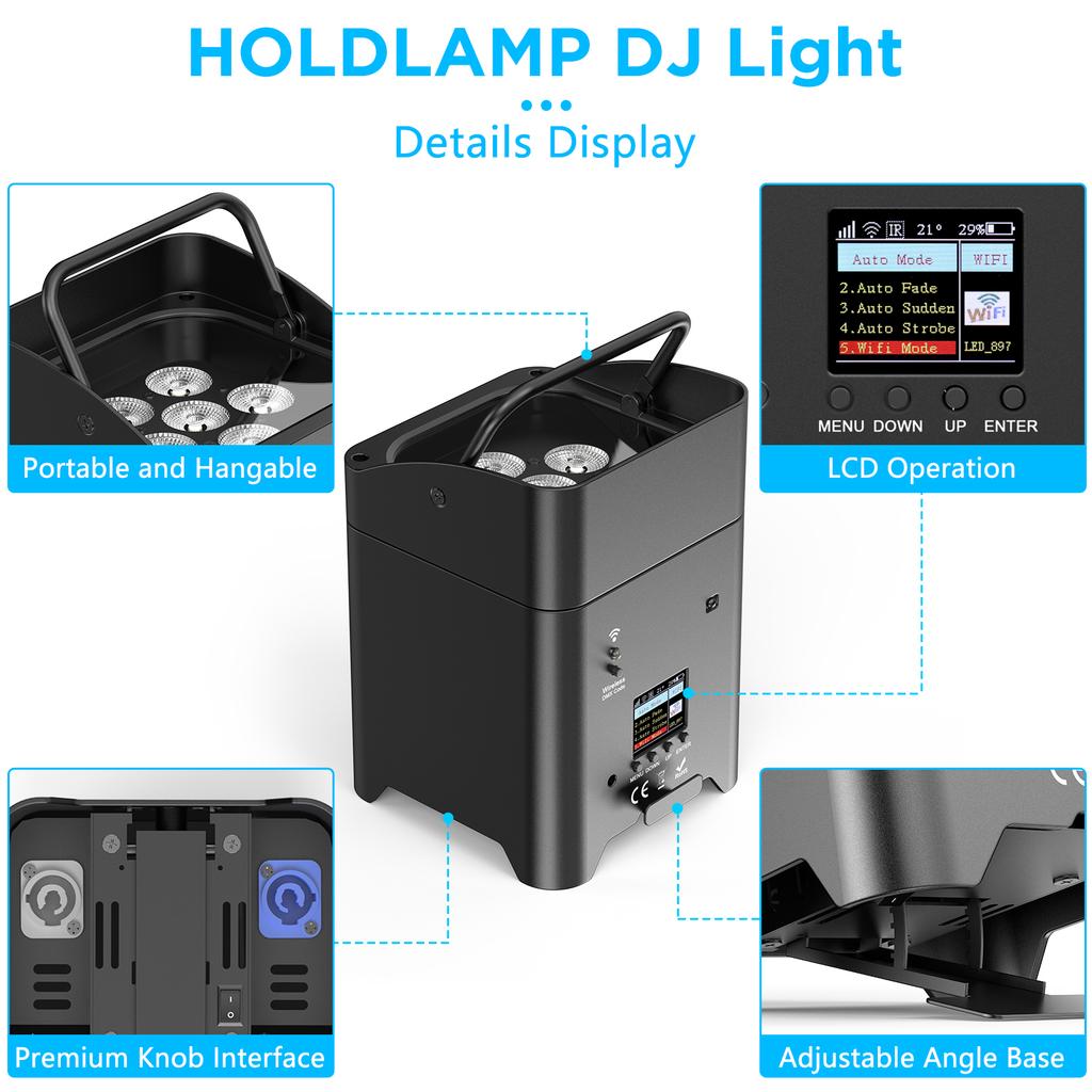 U`King 6x18w LED Wireless Uplights RGBWA UV 6in1 Battery Powered Par Lights With Charging Flight Case for DJ Wedding Party Event