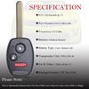 MechanMagic Key Fob Remote Replacement Fits Honda CRV 2007 2008 2009 2010 2011 2012 2013/CRZ 2007-2014 2015/Fit/ight/Accord Coupe/Crosstour