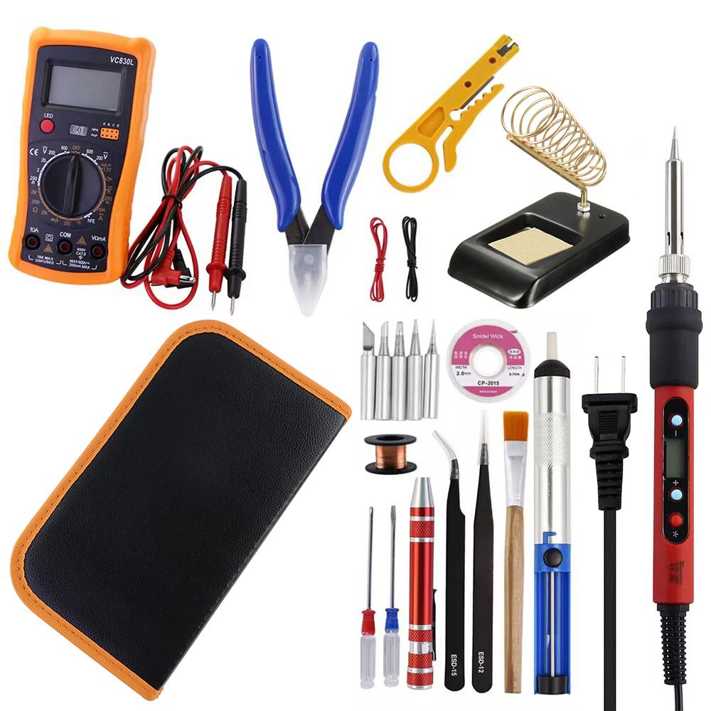 Digital Display Electric Soldering Iron Red 80W 110V / 220V Adjustable Temperature Solder Welding Desoldering Repair Tools