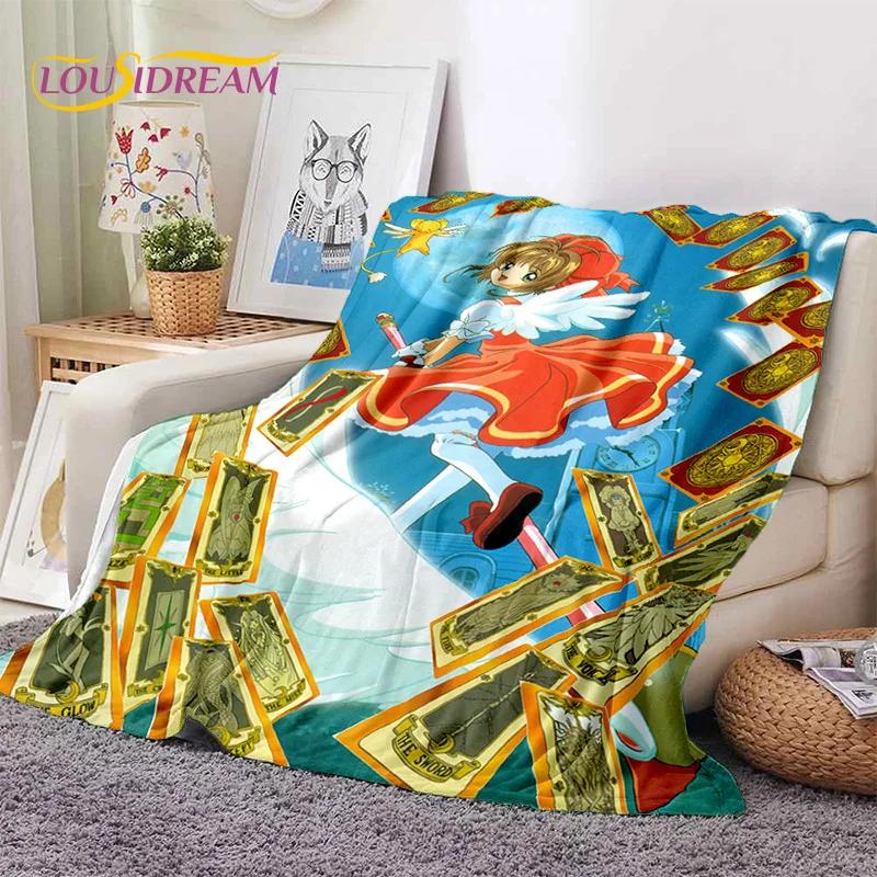 Cartoon Cute Sakura Card Captor Girl Soft Blankets,Keep Warm Throw Blanket Comfortable Blanket for Picnic Beds Sofa Home Bedroom
