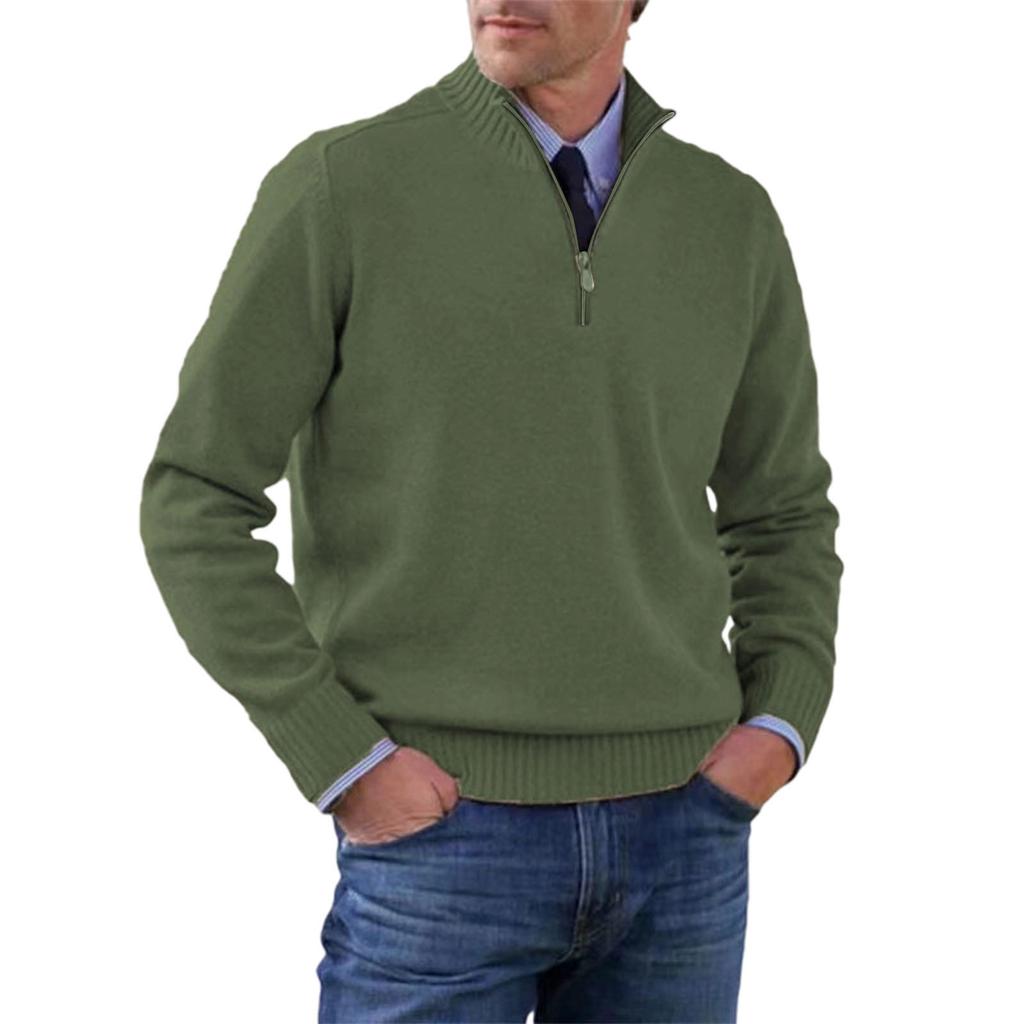 Men's  Big   Size  Knitting   Zipper  Keep   Warm  Base  Layer  Shirt  Sweater