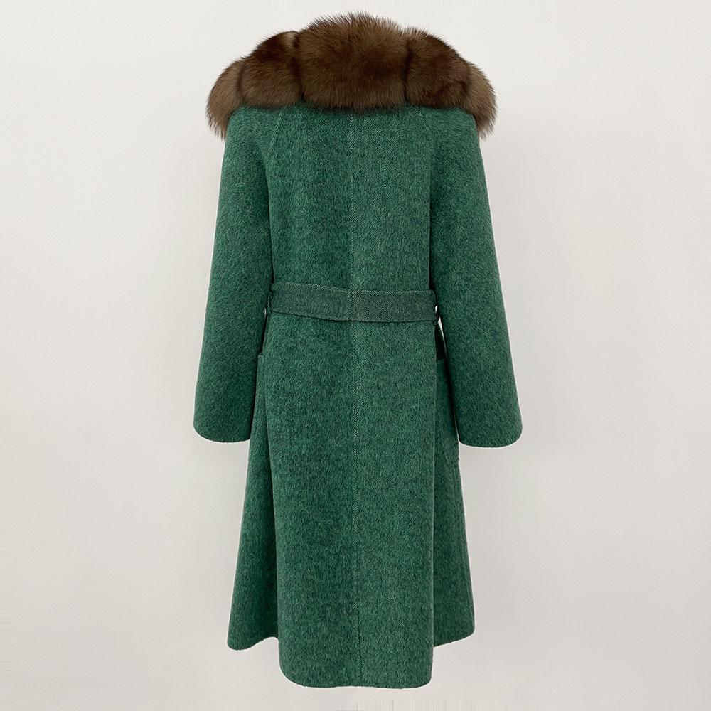 OFTBUY2024 Ekte Ull Kaninpels Kvinner Kåpe Naturskinn Mulberry Silkejakker X-lange Varm Tykk Turn-down Krage Overwear