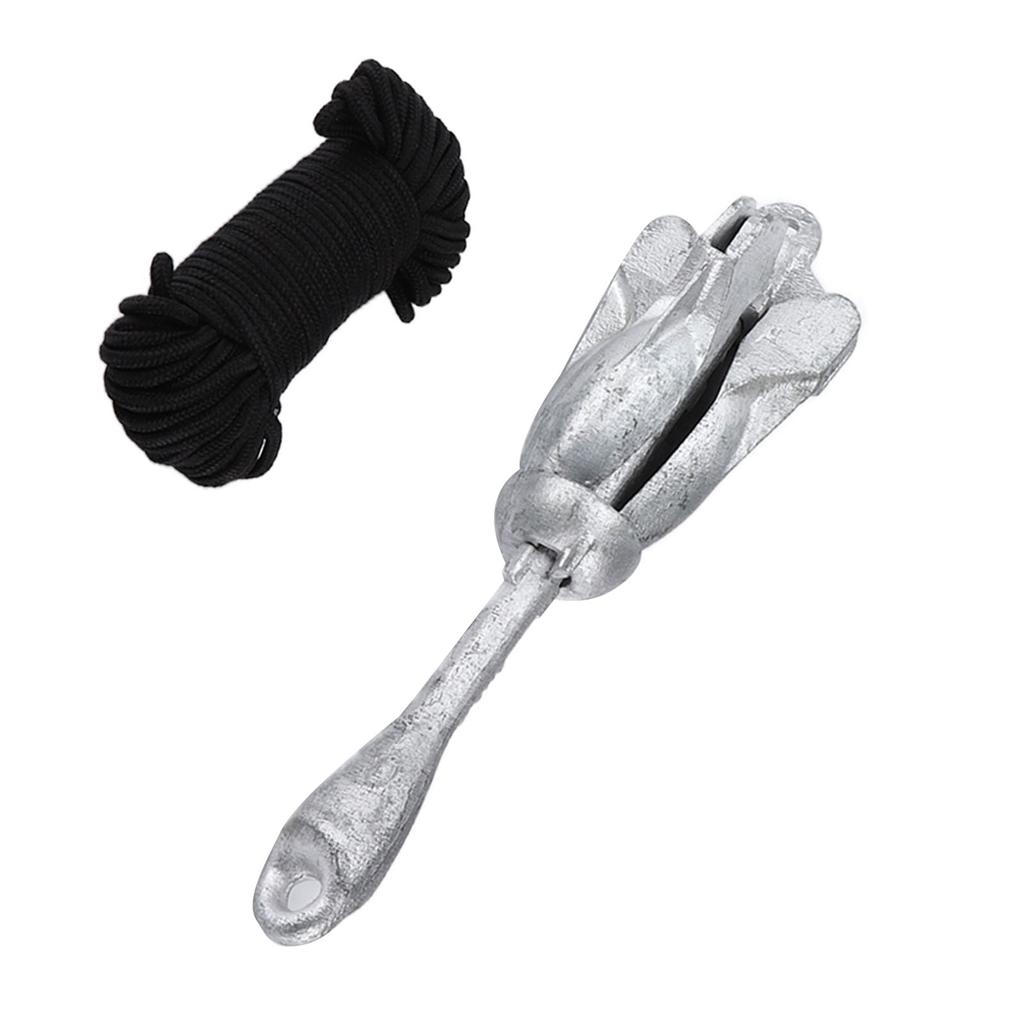 3.2kg Marine Anchor with 20m Rope Portable Folding Carbon Steel Galvanized for Boat Kayak