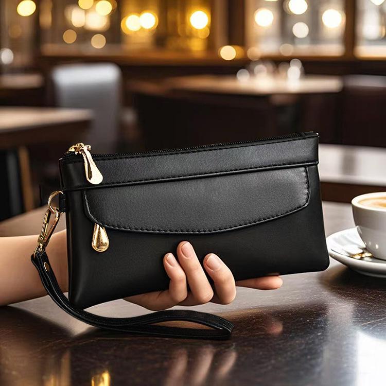 Женский летний клатч в корейском стиле - Универсальный повседневный кошелек для мобильного телефона и монет чёрный