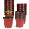 Atoke 50 Pack Thick Plastic Plant Pots,10cm Seed Starting Pot Flower Pot Plant Container for Seedlings,Vegetables,Succulents,Brown