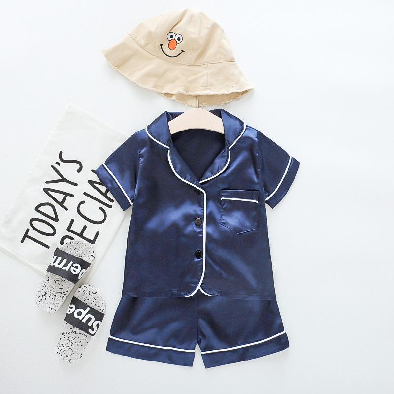BB58 Mufurui Summer Kids' Silk Bear Cartoon Pajama Short Sleeve Two-Piece Set