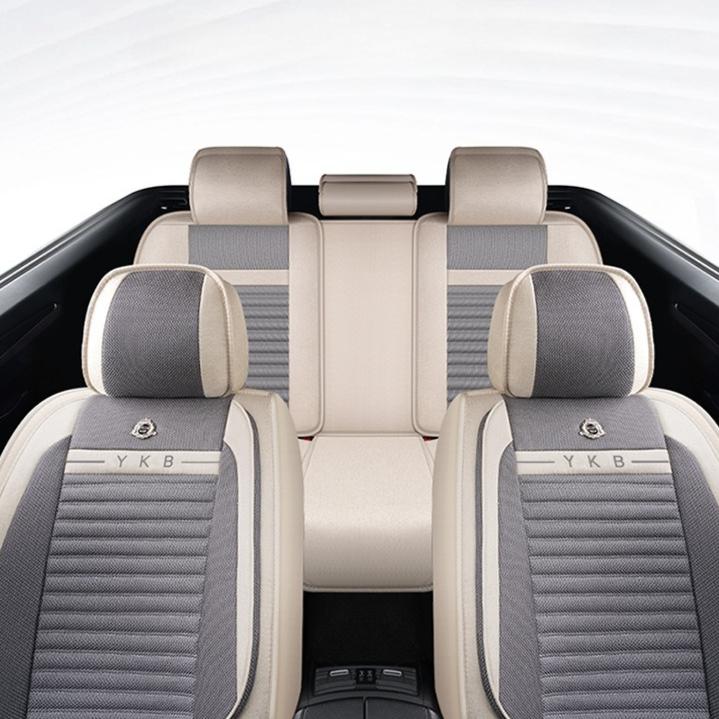 5-Seat Car Seat Cover Set, Full Car Seat Cushion Linen Car Seat Cover, All-Season Car Seat Cover Set, Compatible with Five-Seat Vehicles