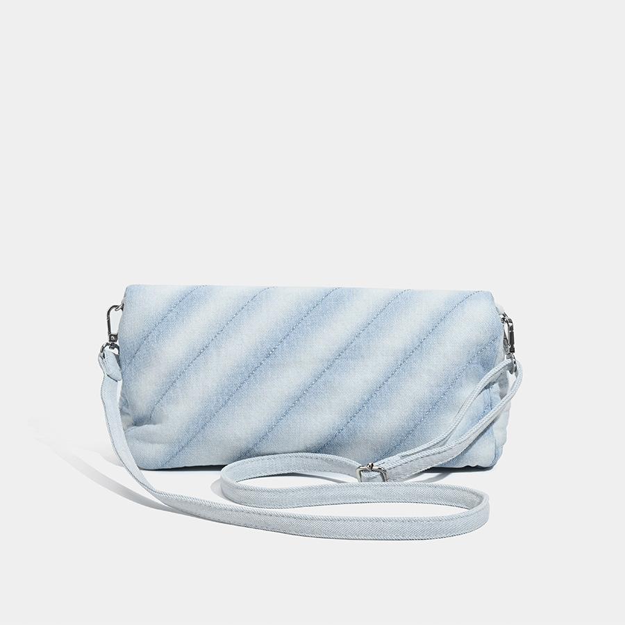 Korean Style Chain Twill Folding Tote Bag New Women's Bag Casual Commuting Large Capacity Denim Bag Crossbody Single Shoulder