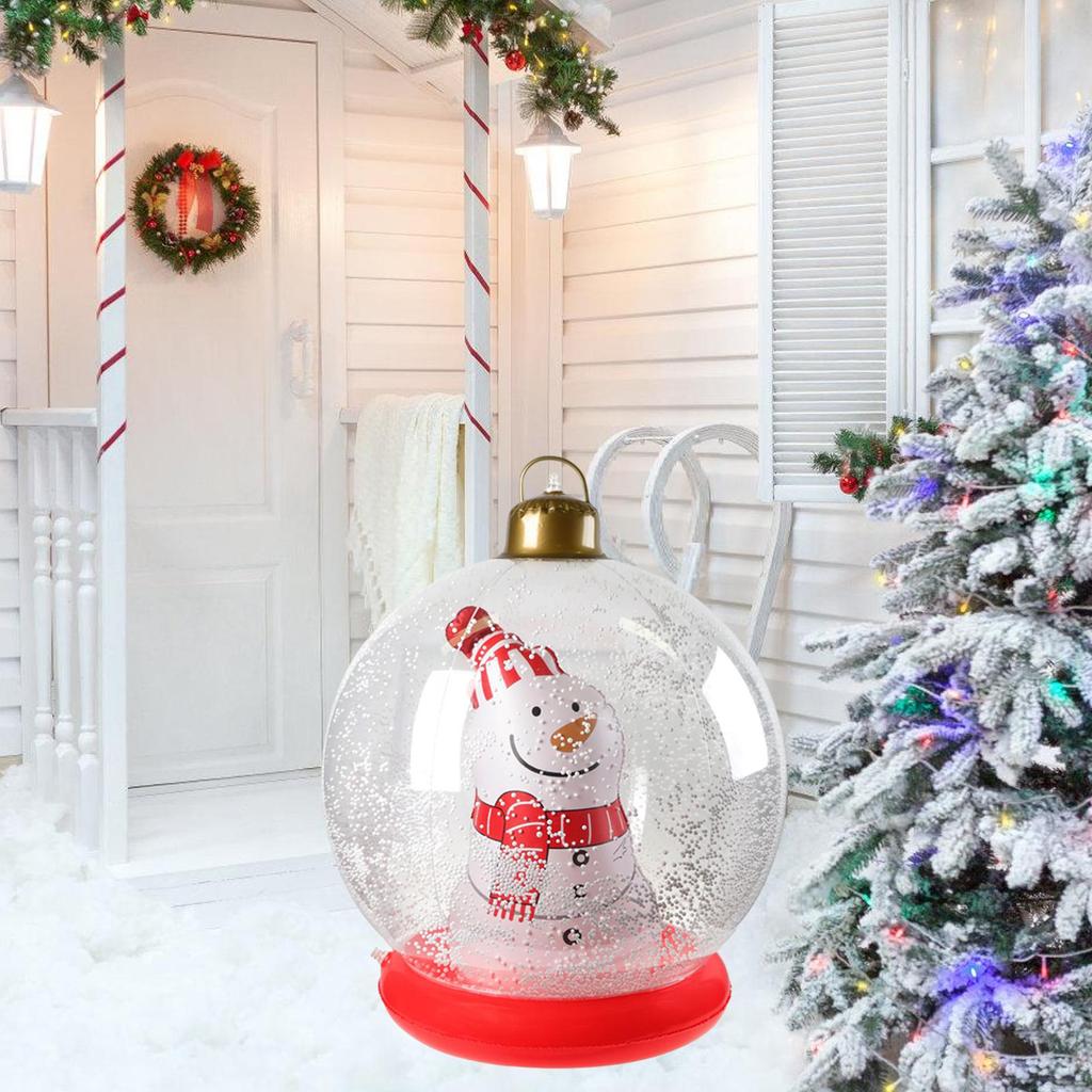 Inflatable Christmas Ornaments Inflatable Balls Decorations Snowman Inside Light Up Holiday Ornaments For Outdoor Yard Garden