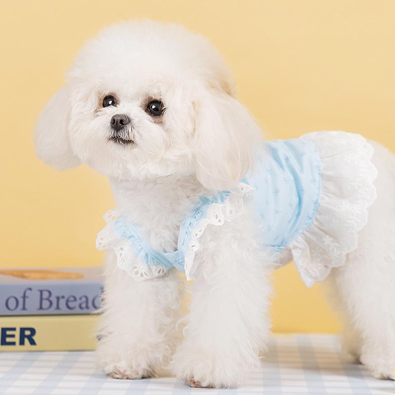 Spring and Summer Puppy Dog Clothes Eyes Butterfly Suspender Skirt Mori Dress Teddy Bigbear Cat Pet Clothes