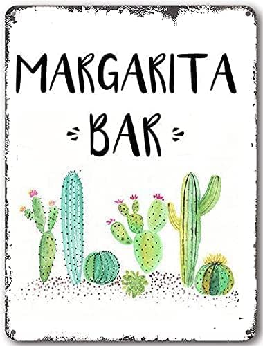 Margarita Bar Margarita Bar Sign Fiesta Bridal Shower Fiesta Baby Shower Cactus Margarita Bar Metal Tin Sign Crafts Plaque Wall 20x30cm（7.8x11.8inch）