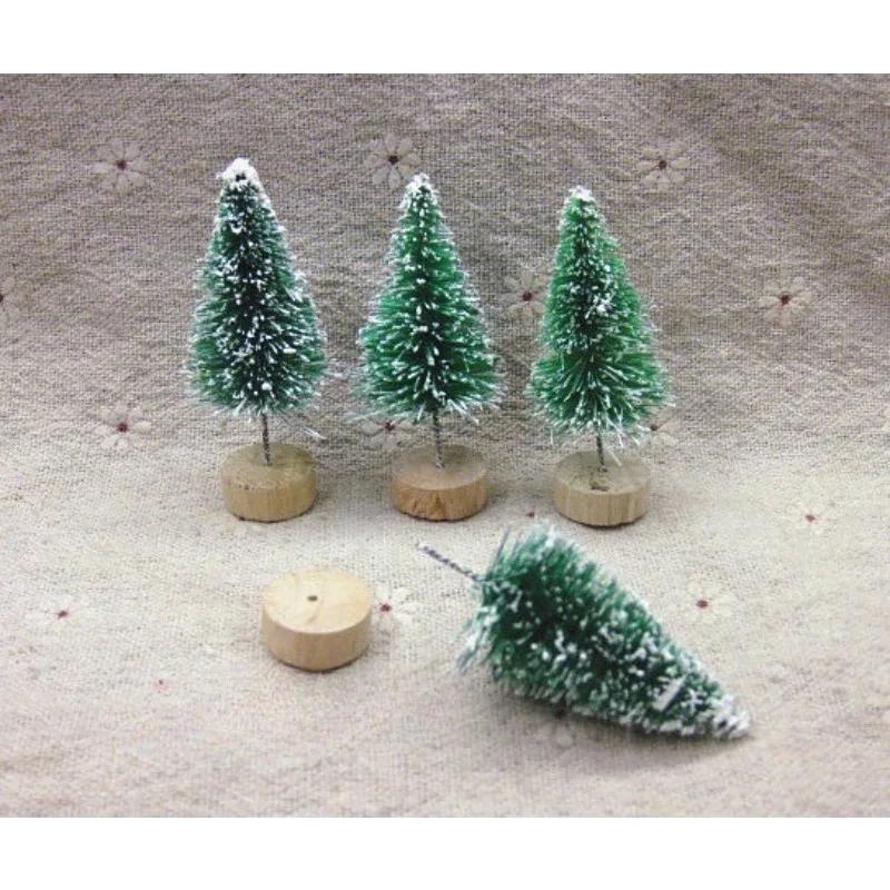 

10-100PCSMini ChristmasTree with Wooden Base Colorful Tabletop Pine Decor for Winter Holiday Christmas New Party Decoration 10PCS