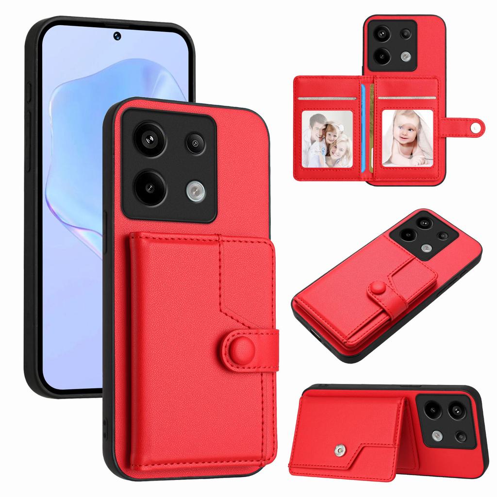 Für Xiaomi Poco X6 5G/Xiaomi Redmi Note 13 Pro 5G Hülle RFID-Blockierender Kartenhalter Ständer TPU + PU-Leder Handy-Rückseite