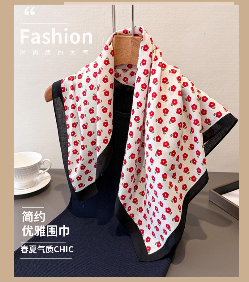 Spring and Summer Vitality Pure Cotton Small Square Scarf High-end Printed Silk Scarf Headscarf Shawl Scarf Women's Professional Scarf Scarf Scarf