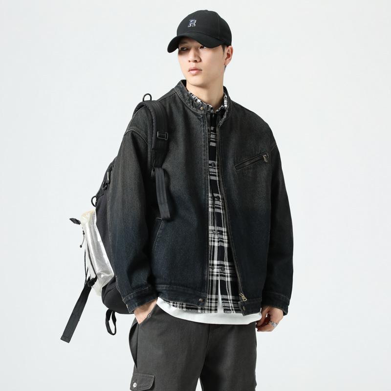 American Retro Denim Jacket Men'S Loose Large Size Versatile Casual Jacket Top Trendy Brand