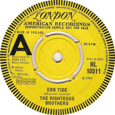 7inch Record RIGHTEOUS BROTHERS - Ebb Tide HL10011 London Records, 1965 UK Pop Used