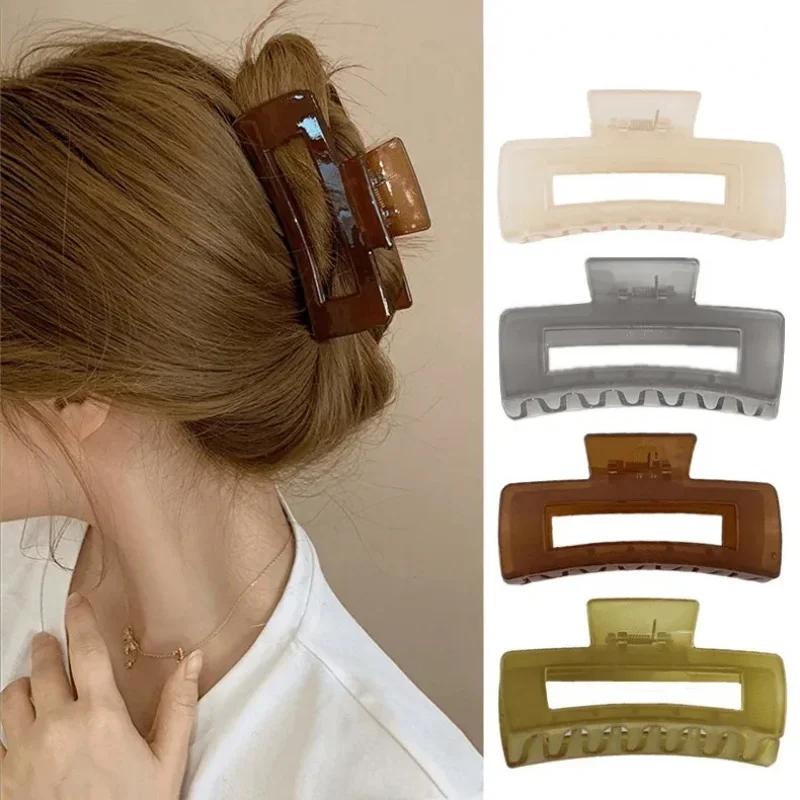 Haarklammern für Damen im koreanischen Stil, elegant, aus Acryl, Haarnadeln, Haarspangen, transparent, groß, geometrisch, Kopfschmuck für Mädchen, Haarschmuck