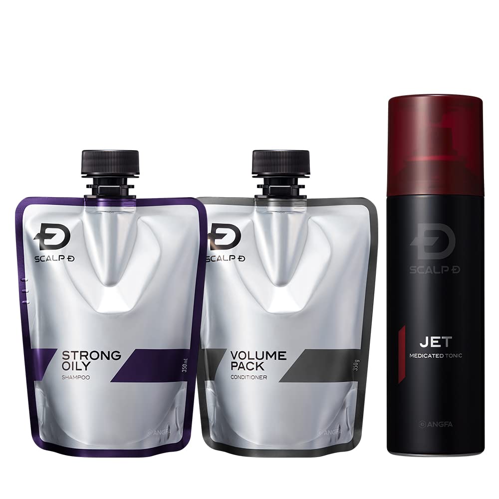 Scalp D Shampoo Refill Strong Oily Set and Hair Growth for Very Oily Amino Made in Men's 3-Piece (Shampoo, Conditioner, Tonic) Skin, Acid, Japan,