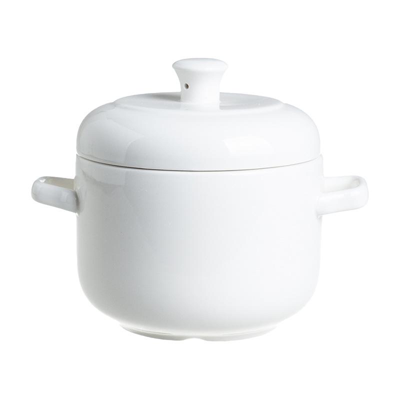 Dual-Handled Ceramic Stew Pot with Lid, Small Double Boiler & Soup Pot, Bird's Nest Stew Bowl, Steamed Egg Cup for Health Cooking.