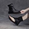 Johnature Genuine Leather Roman Flat Sandals Flip Flops Hollow Short Boots Fashionable Women's Shoes