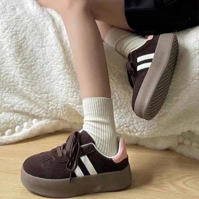 Małe białe buty damskie na platformie jesień nowe retro wszechstronne casualowe buty typu board muffin sznurowane pojedyncze buty