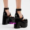 New Thick-heeled Waterproof Platform Round Head Rivets 12cm High-heeled Women's Large-sized Hollow Sandals Plus Size 34-43