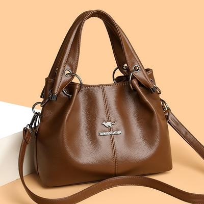 Women's Textured Leather Bucket Bag Adjustable Strap Top-Handle Bag Women's Stylish Shoulder Bag