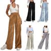 2026 New High-Waist Corduroy Pants, Women's Split Hem & Color Block Casual Trousers for Autumn Winter
