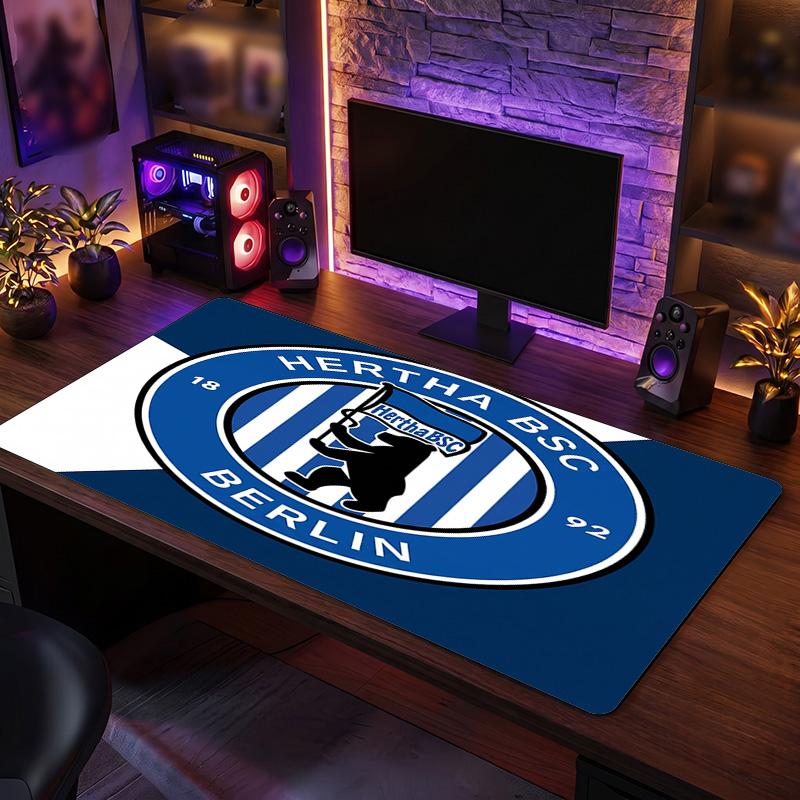 Tappetino per Mouse a Tema Hertha BSC FC, Tappetino XXL per Scrivania da Gioco con Logo Calcistico, Tappetino Antiscivolo per Mouse del Computer