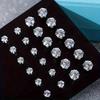 48/72Pcs Exquisite Shiny Round Square Stud Earrings Shiny Zircon Inlaid Earrings Set Party Wedding Engagement Anniversary Gifts