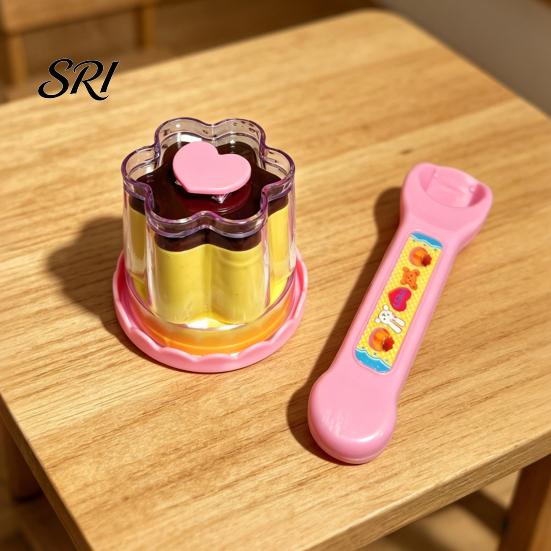 Role Play Feeding Toy Simulated Pudding with Retractable Spoon Pretend Role-Playing Plush Doll Accessory Baby Interactive Easter Basket Stuffers Gifts