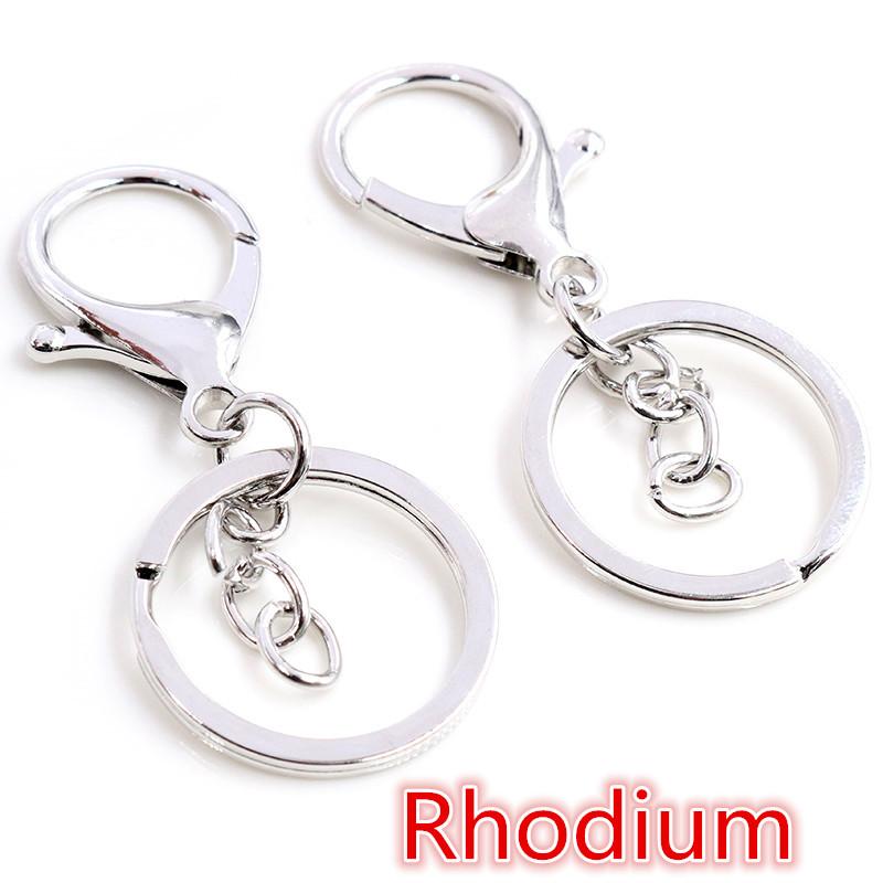 

5pcs/lot 30mm Chain Key Ring Long 70mm Popular classic 8 Colors Plated lobster clasp key hook chain jewelry making for keychain