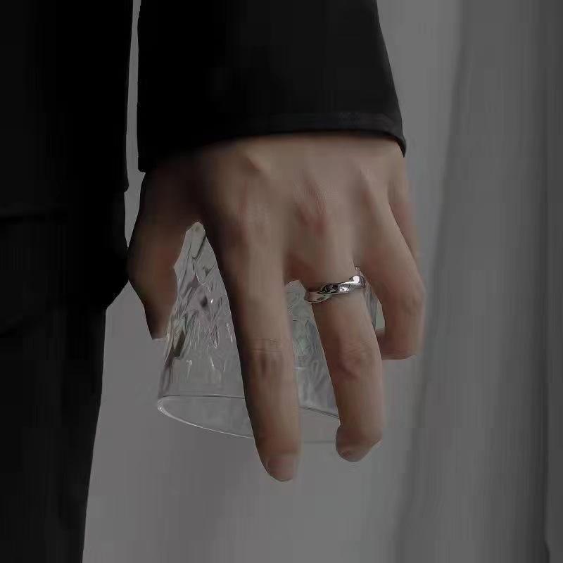 Mobius Wave Ring Silver Color Alloy Open Ring For Women Simple Retro Men Jewelry Trend Accessories