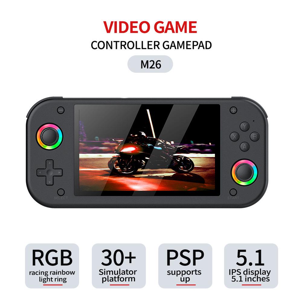 M26 5-inch 3D Handheld Game Console, HD Screen, TV Connectable, Dual Control, Two-Player Support, PS1 Compatible