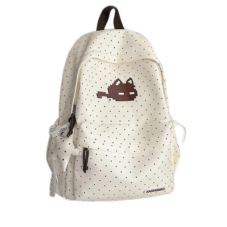 Schoolbag Korean Small Fresh Polka Dot Schoolbag Junior High School Girls Ins Niche Large Capacity Campus Backpack Lightweight Backpack