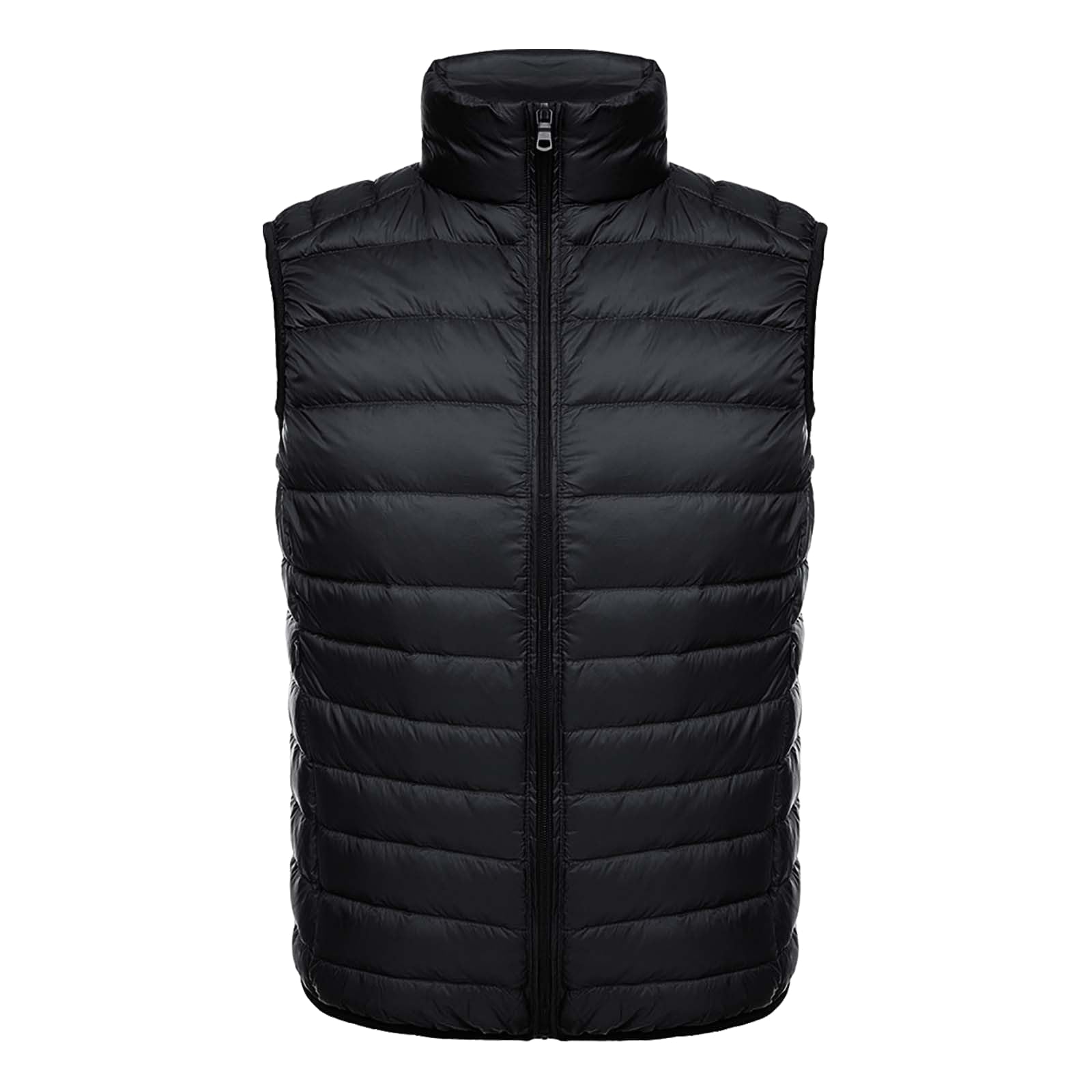 

Зимняя теплая безрукавка для мужчин, легкий пуховый жилет с воротником-стойкой, ветрозащитный, на молнии, компактно складывающийся L чёрный