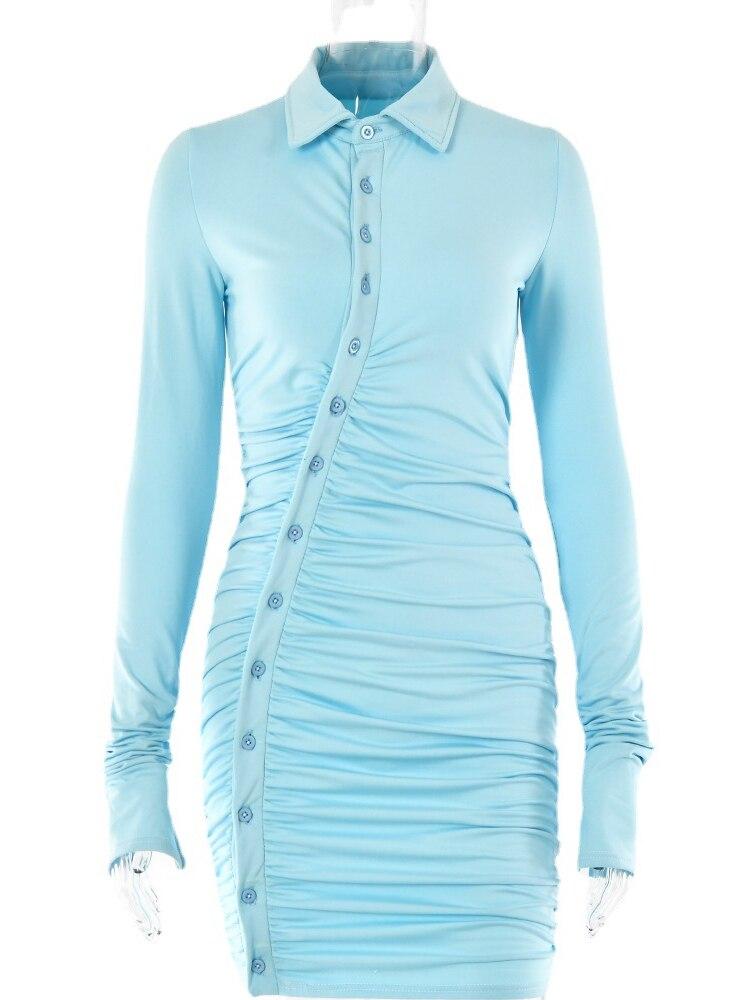 

Элегантное облегающее сексуальное женское платье с длинными рукавами и v-образным вырезом, лето 2022, летние мини-платья, женский халат, женское платье, Vestidos Mujer L синий