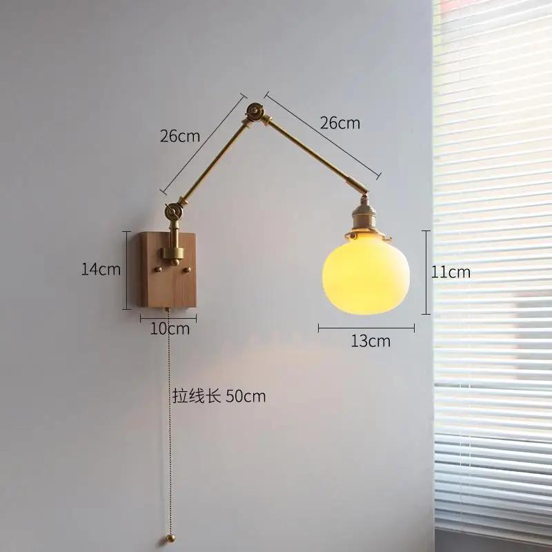 2025 New Ceramic Copper LED Wall Lamp Beside Left And Right Rotate Up And Down Swing Long Arm Wall Light Wandlamp Lighting
