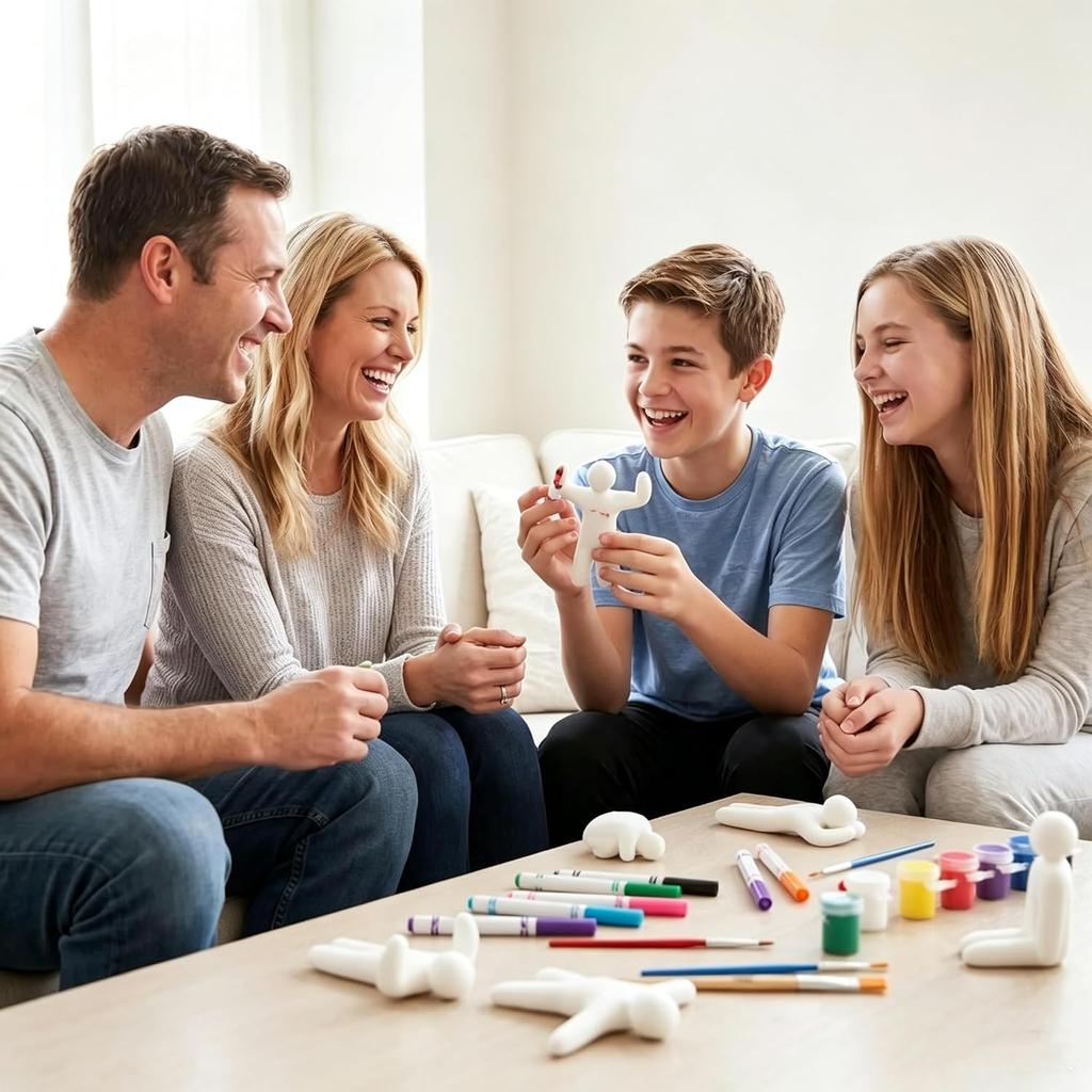 Set mit 8 Chamäleon 3D-gedruckten Figuren zum Bemalen Weißes PLA Mehrere Posen Leere menschliche Modelle für DIY Kreative Hobbys Familienspiele Klassenzimmerprojekte