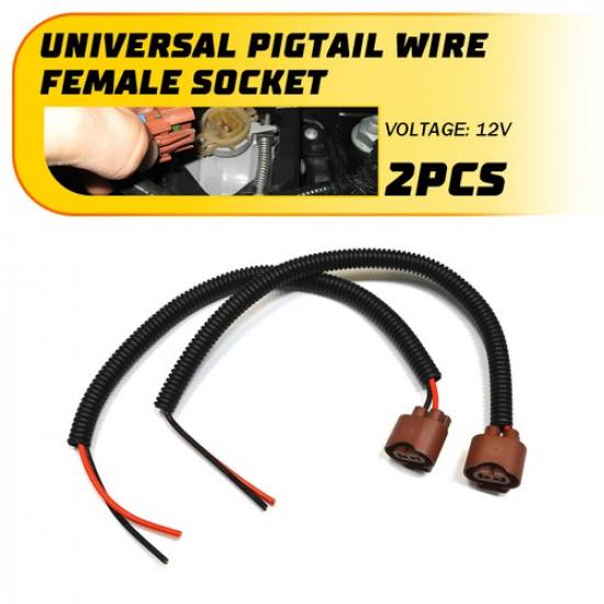 Extension Wire Pigtail Female U 9006 HB4 Two Harness Fog Light Connector Socket