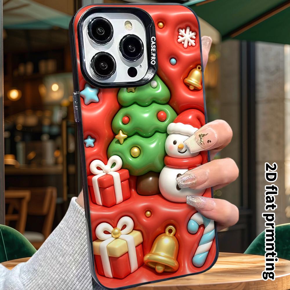 Phone Case: 2D Flat Design, Suitable for iPhone 18 17 16 15 14 13 Pro Protective Case, Christmas Themed, Perfect Holiday Gift for Christmas and Hallow