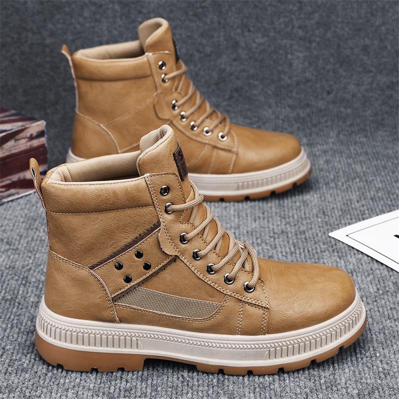 

Модные мужские уличные ботинки, высокие повседневные нескользящие прочные рабочие ботинки, удобные модные универсальные мужские прогулочные ботинки 44 хаки